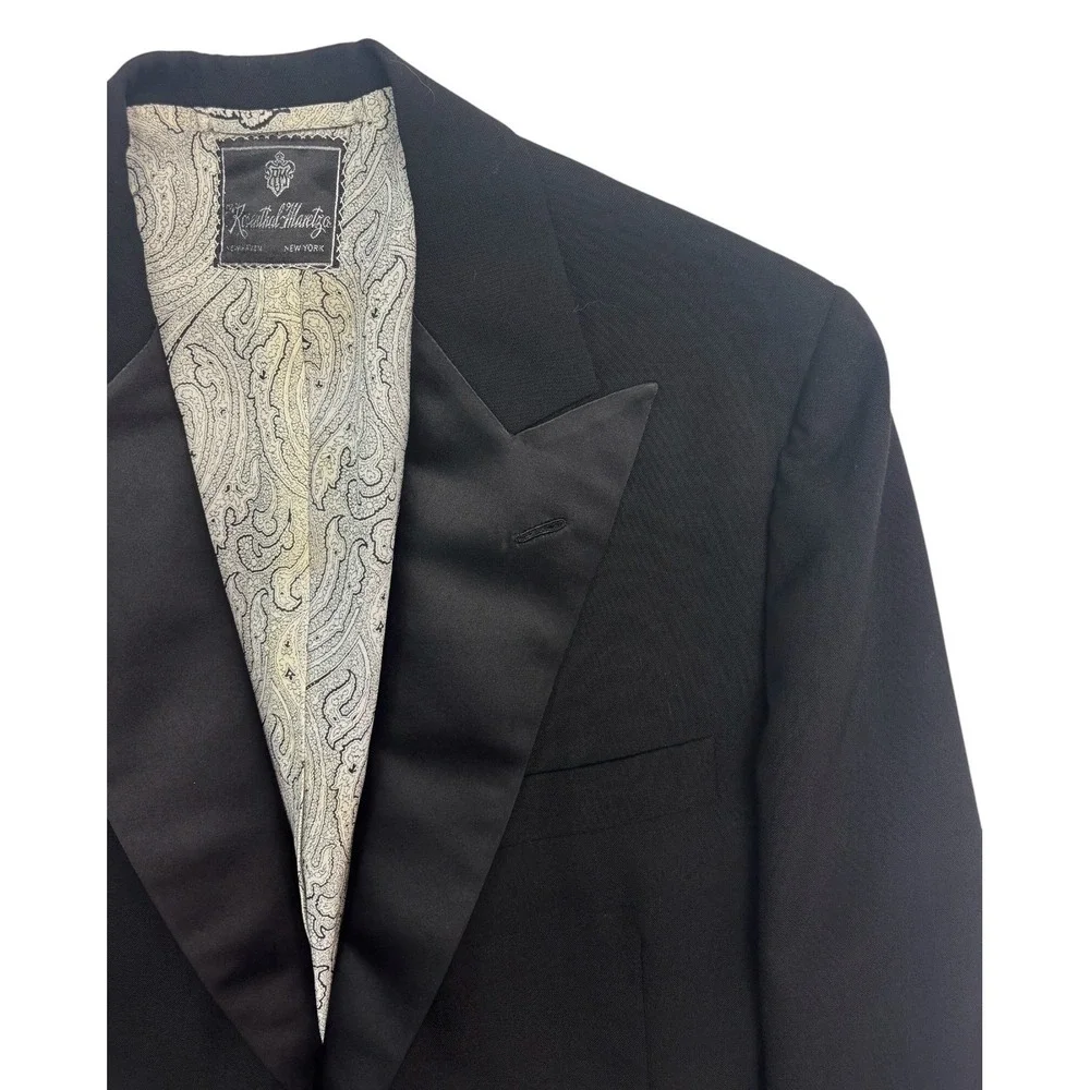 vtg 60s Rosenthal Maretz 40S 32x30 Black Tuxedo 2pc Suit Formal Retro Wool